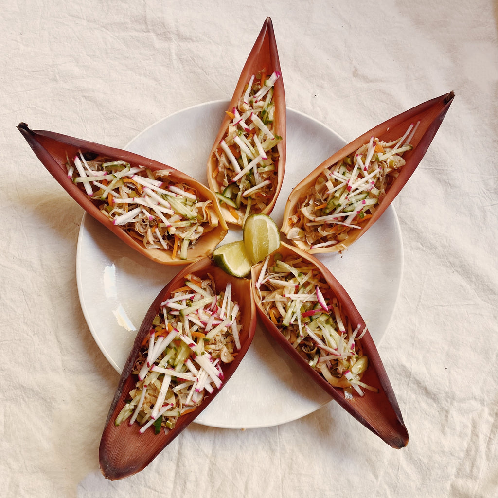 Banana Flower and Bamboo Shoot Salad with Southeastern Asian Flavors