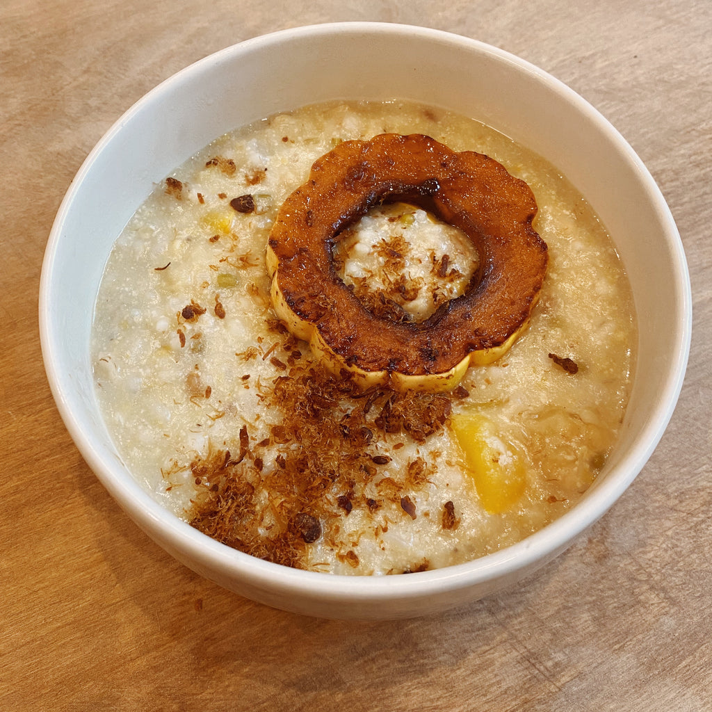 Savory Oat-Millet Porridge with Squash and Tahini | 燕麦南瓜芝麻小米粥