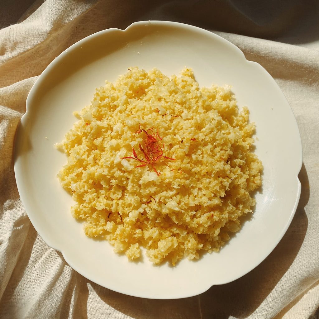 Saffron Cauliflower Rice with Turmeric Ghee