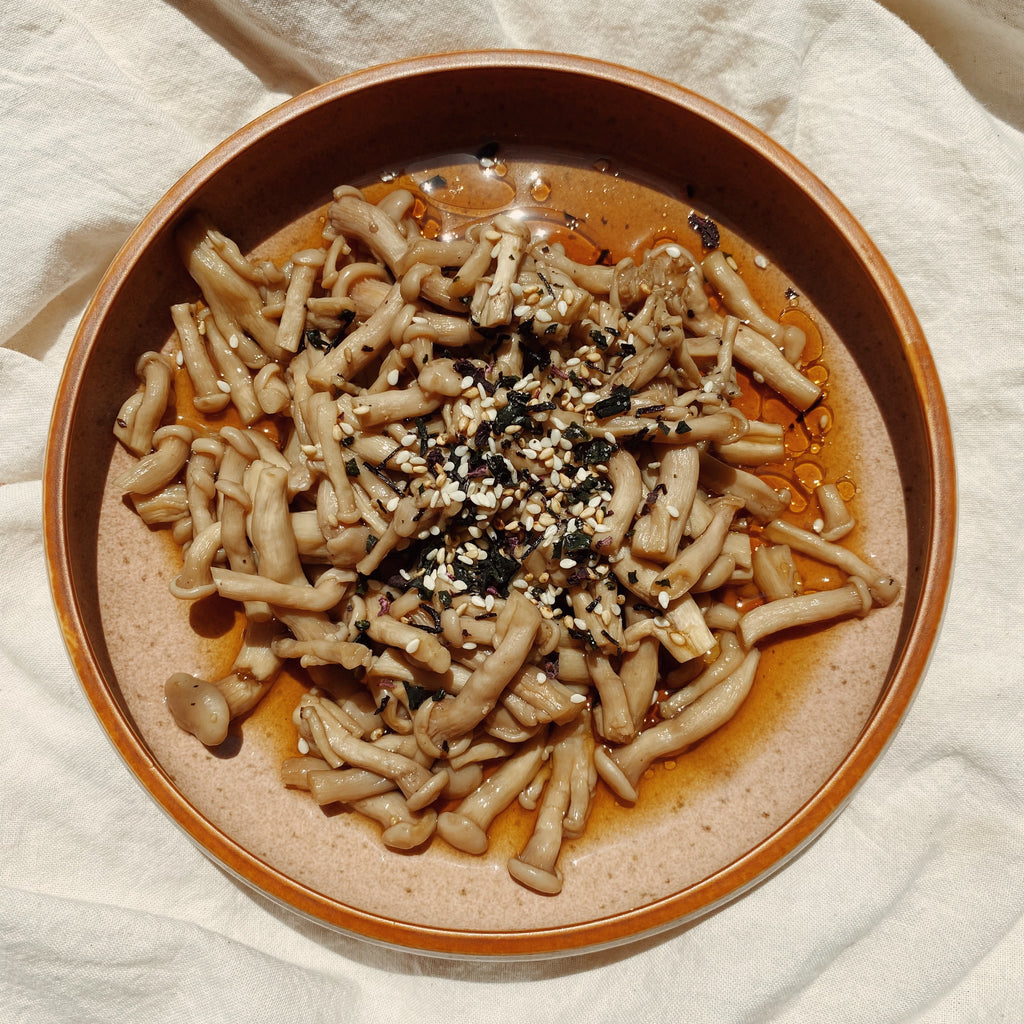 Herbal Poached Shimeji Mushrooms